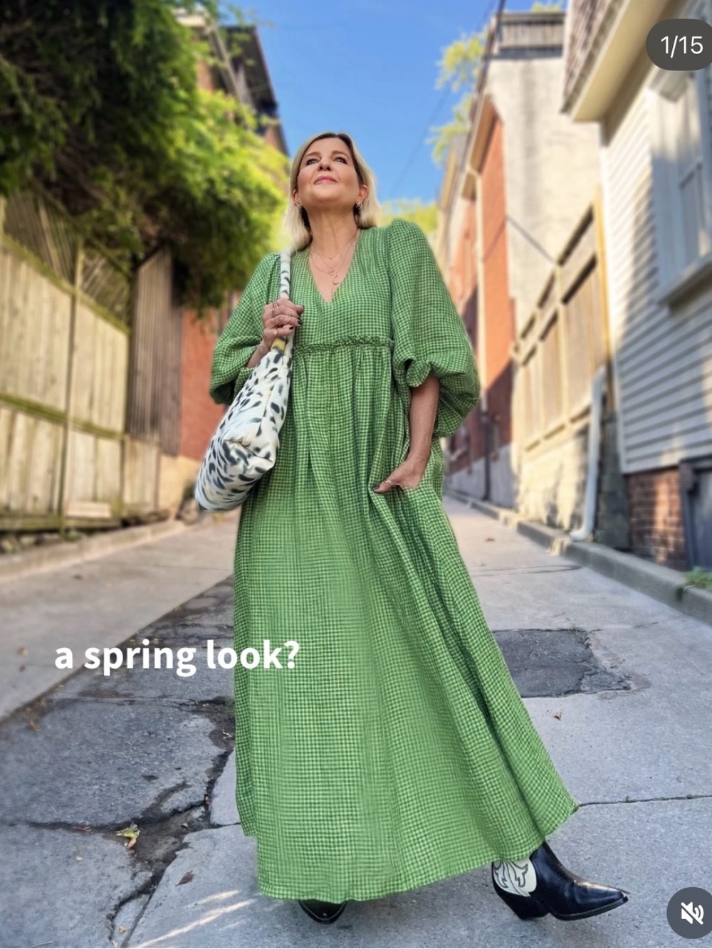 LA BOHEME Marlowe Dress in Green Gingham - Picture 6 of 10